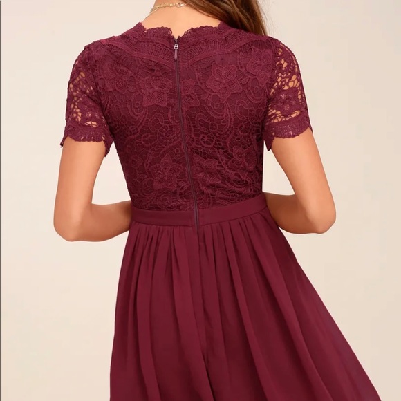 NEW Angel in Disguise Burgundy Lace Skater Dress - Picture 2 of 6